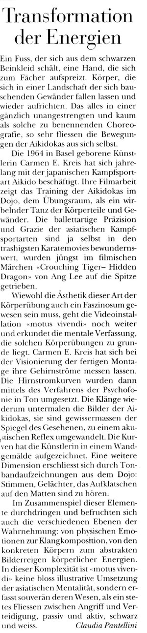 Text von Claudia Pantellini, 2001